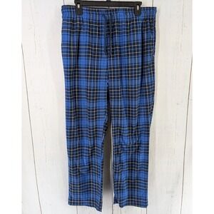 Nautica Size Medium Blue Black‎ Plaid Mens Casual Sleepwear Fleece Pajama Pants